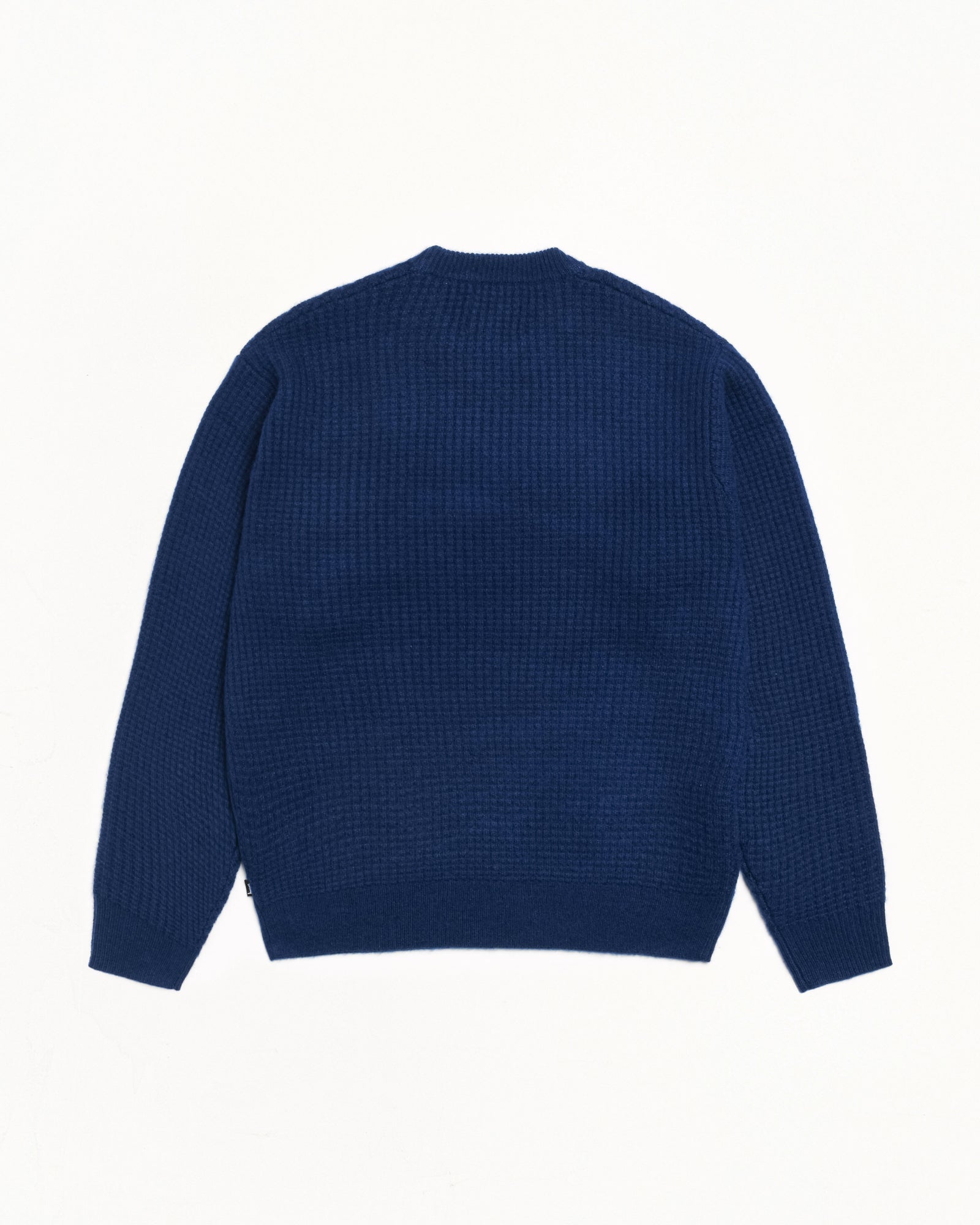 Waffle Cashmere Sweater Mens Long Sleeve In Navy