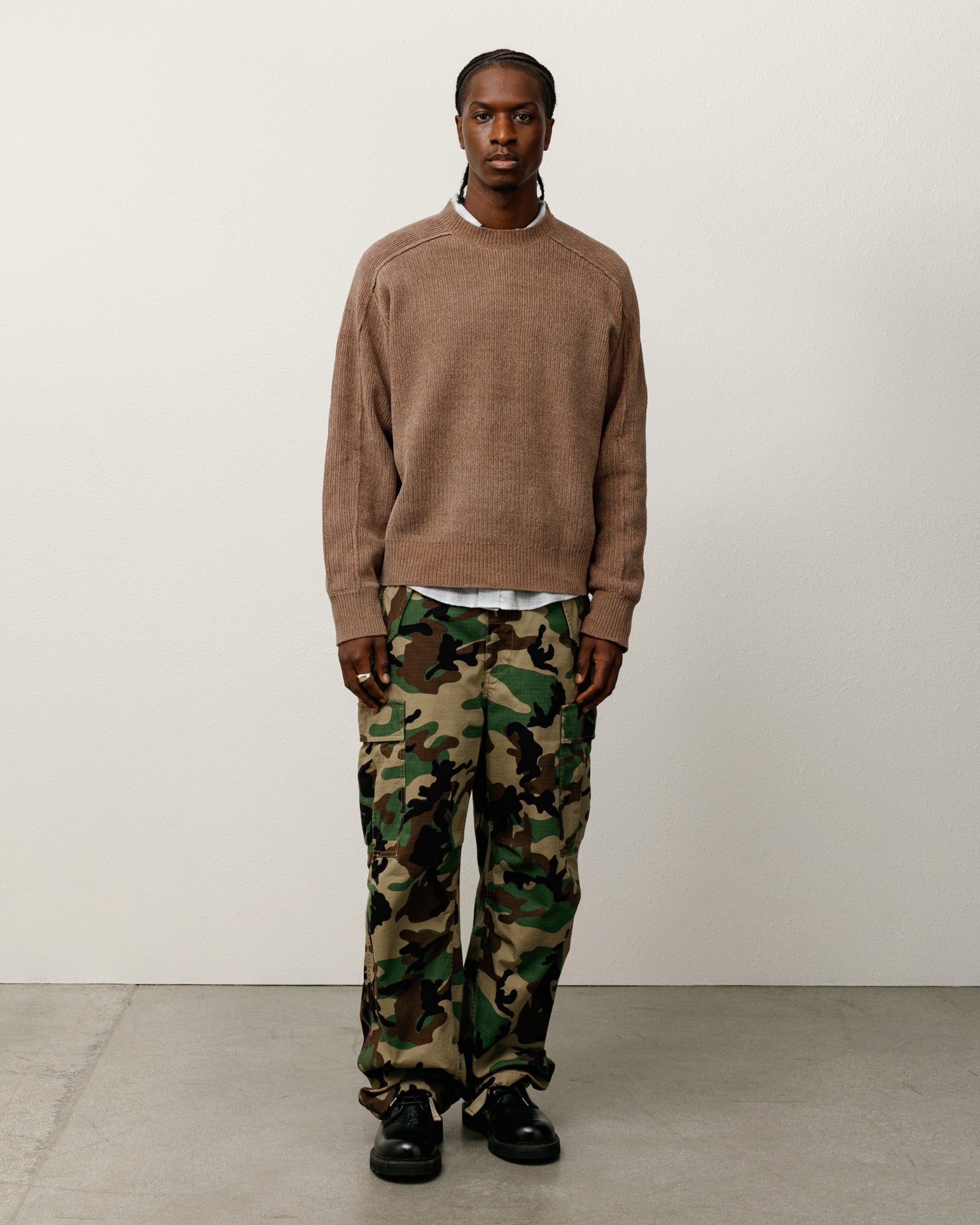 Exposed Seam Sweater Mens Long Sleeve In Brown