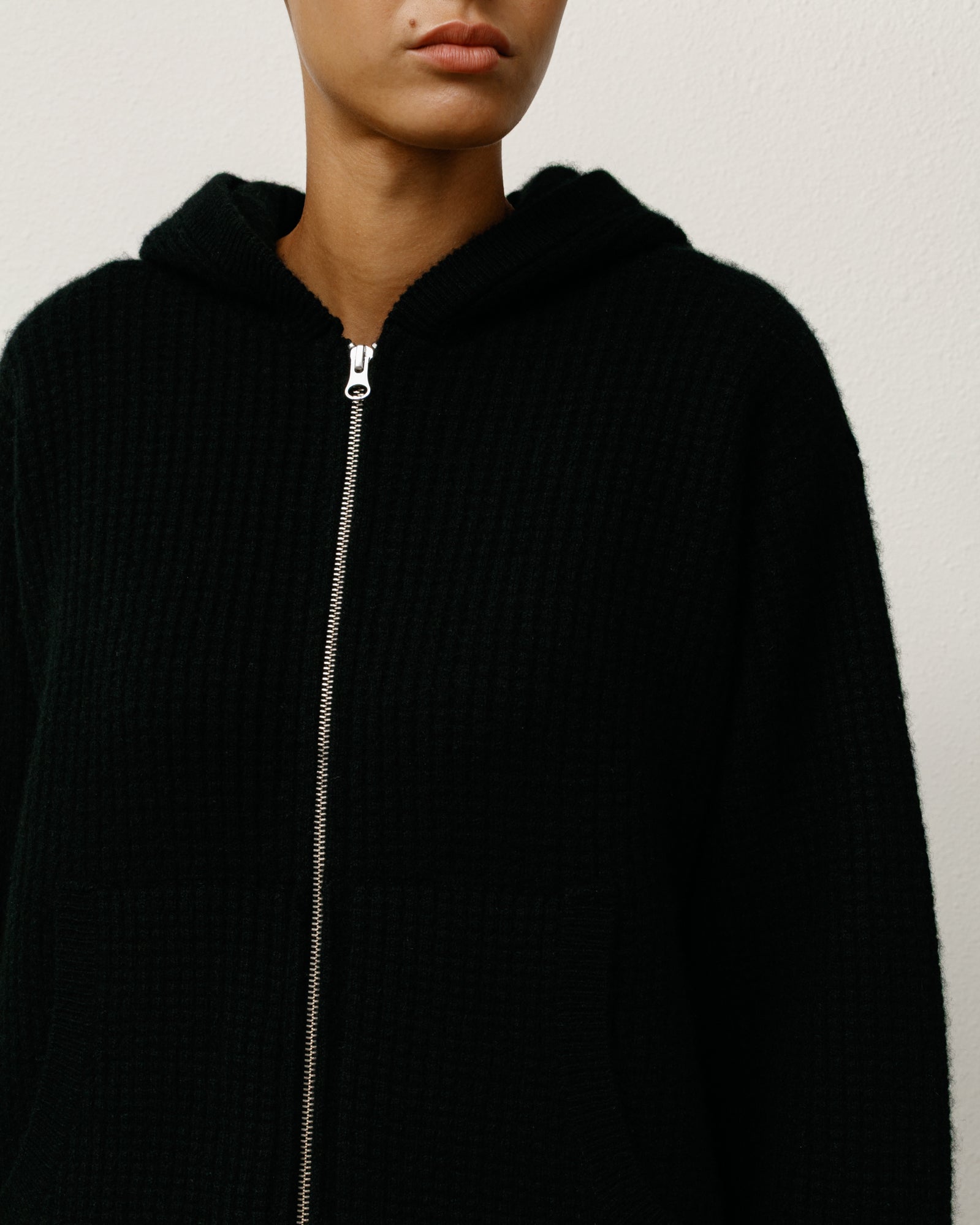 Waffle Cashmere Zip Hoodie – Black | Sweaters & Knits | Stüssy UK