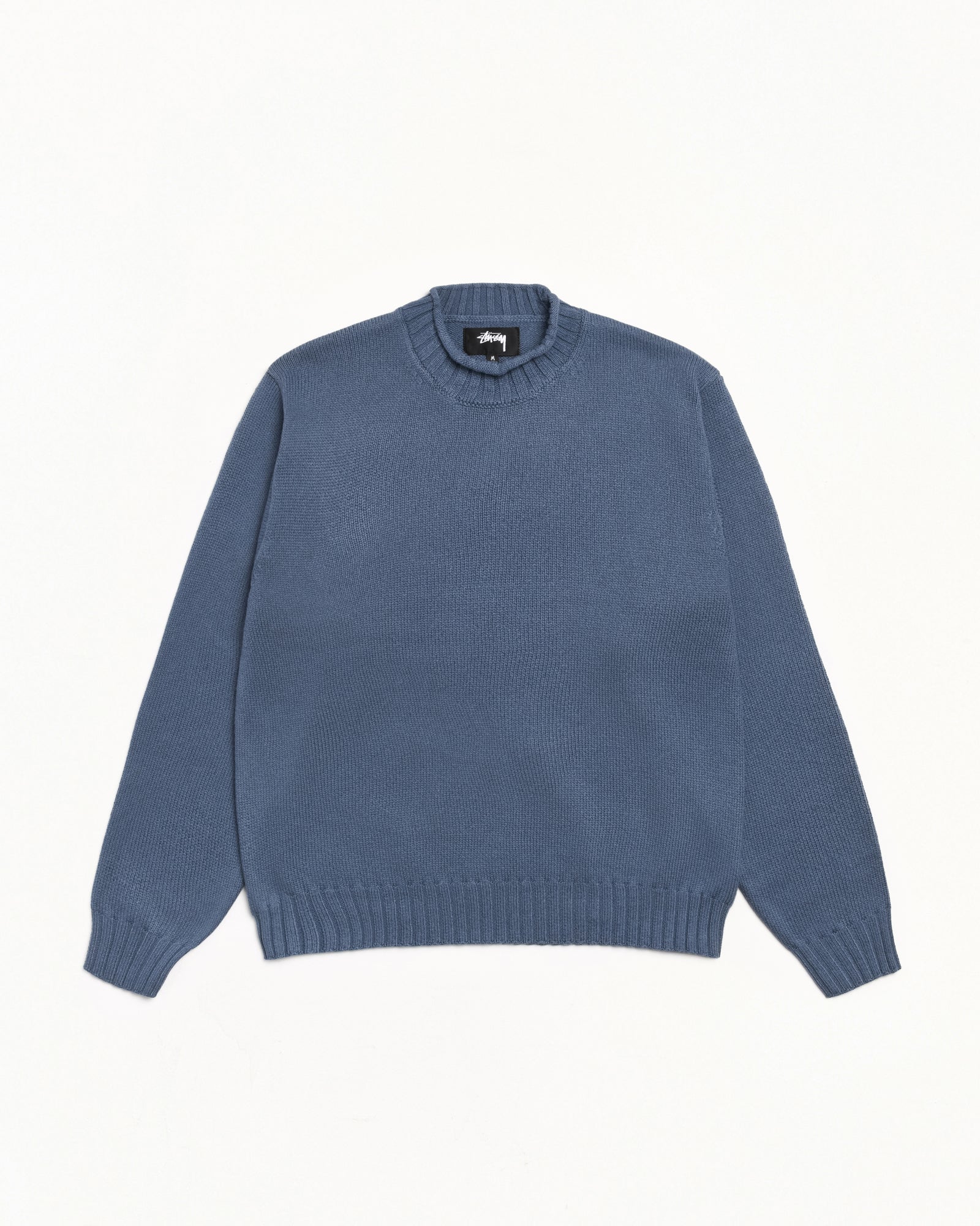 Tonal Mock Neck Sweater Mens Long Sleeve In Washed Blue
