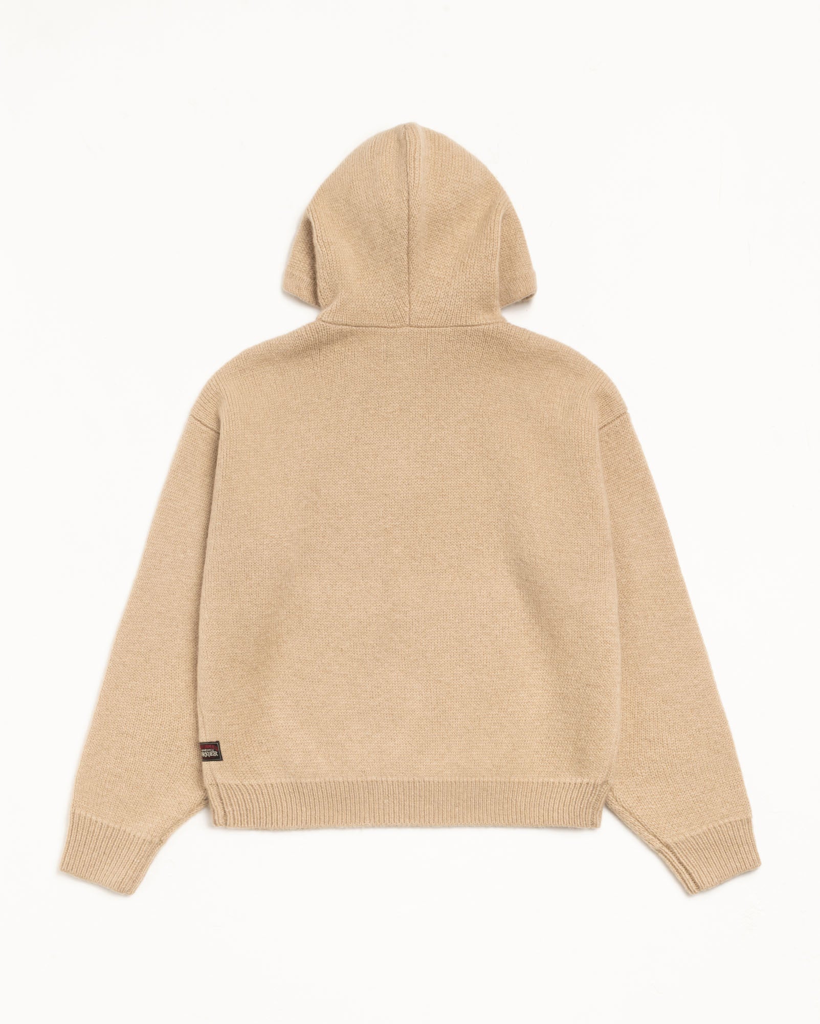 Quarter Zip Sweater Hood Mens Long Sleeve In Tan