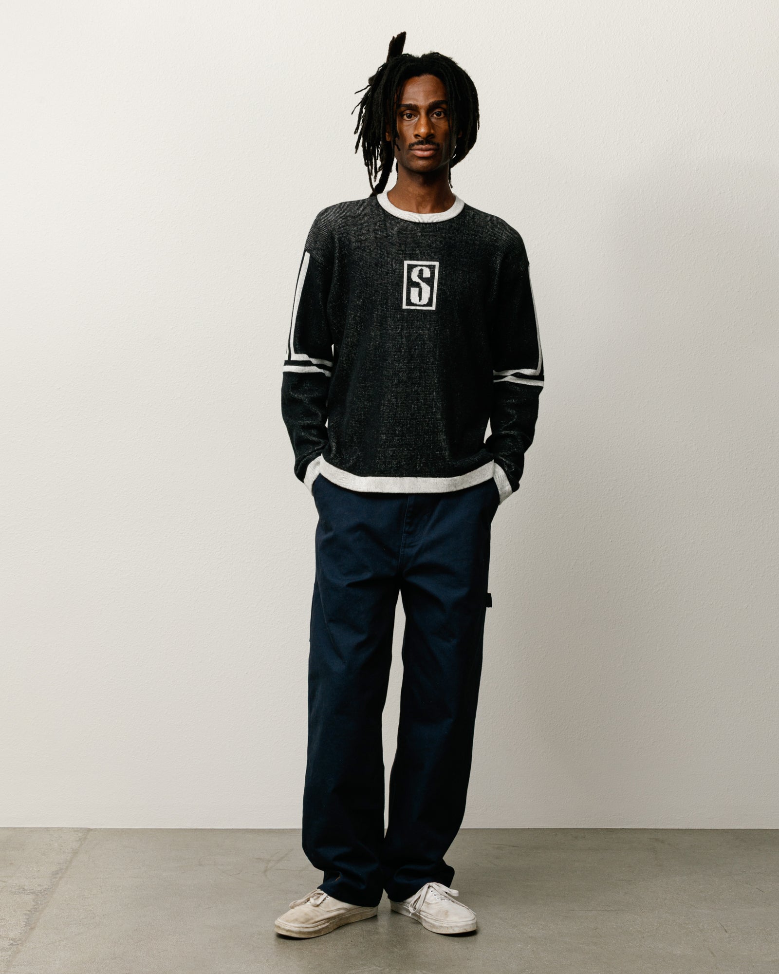 Stussy Alpine Sweater Mens Long Sleeve In Black