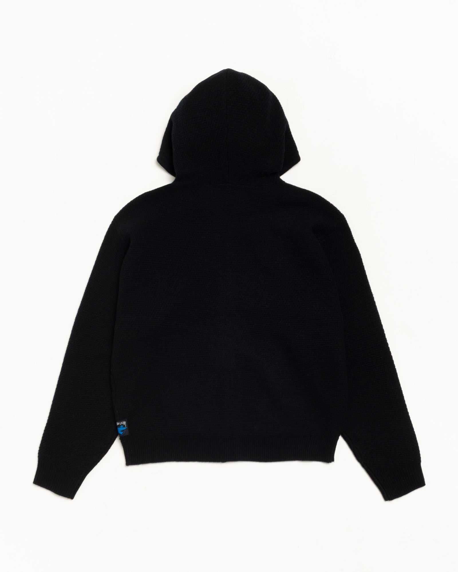 Textured Zip Hooded Sweater Mens Long Sleeve In Black