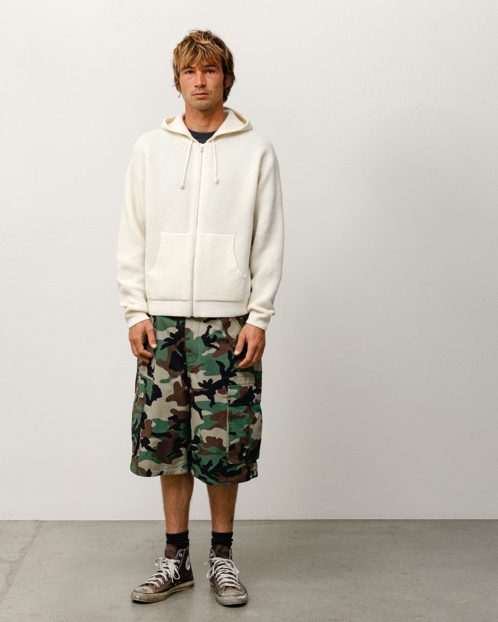 Textured Zip Hooded Sweater – Bone | Tops & Knits | Stüssy UK