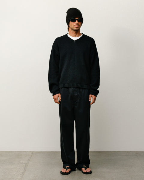 Roll V Neck Sweater – Black | Tops & Knits | Stüssy UK