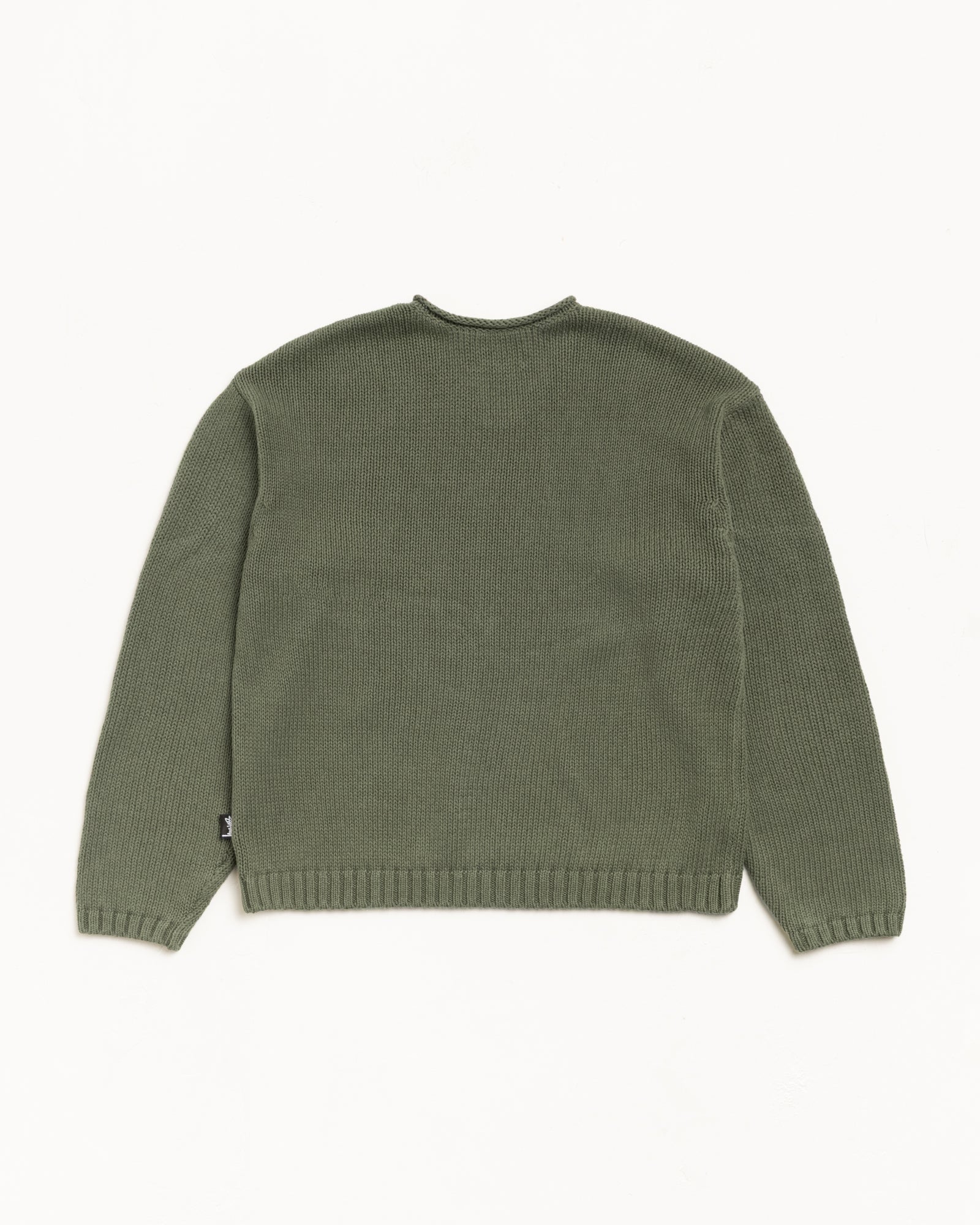 Roll V Neck Sweater Mens Long Sleeve In Olive