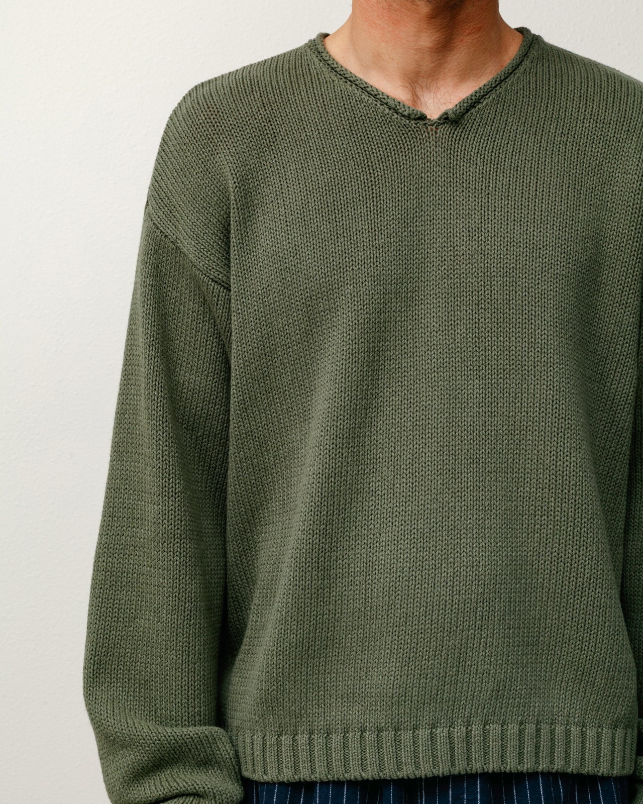 Roll V Neck Sweater – Olive | Tops & Knits | Stüssy UK