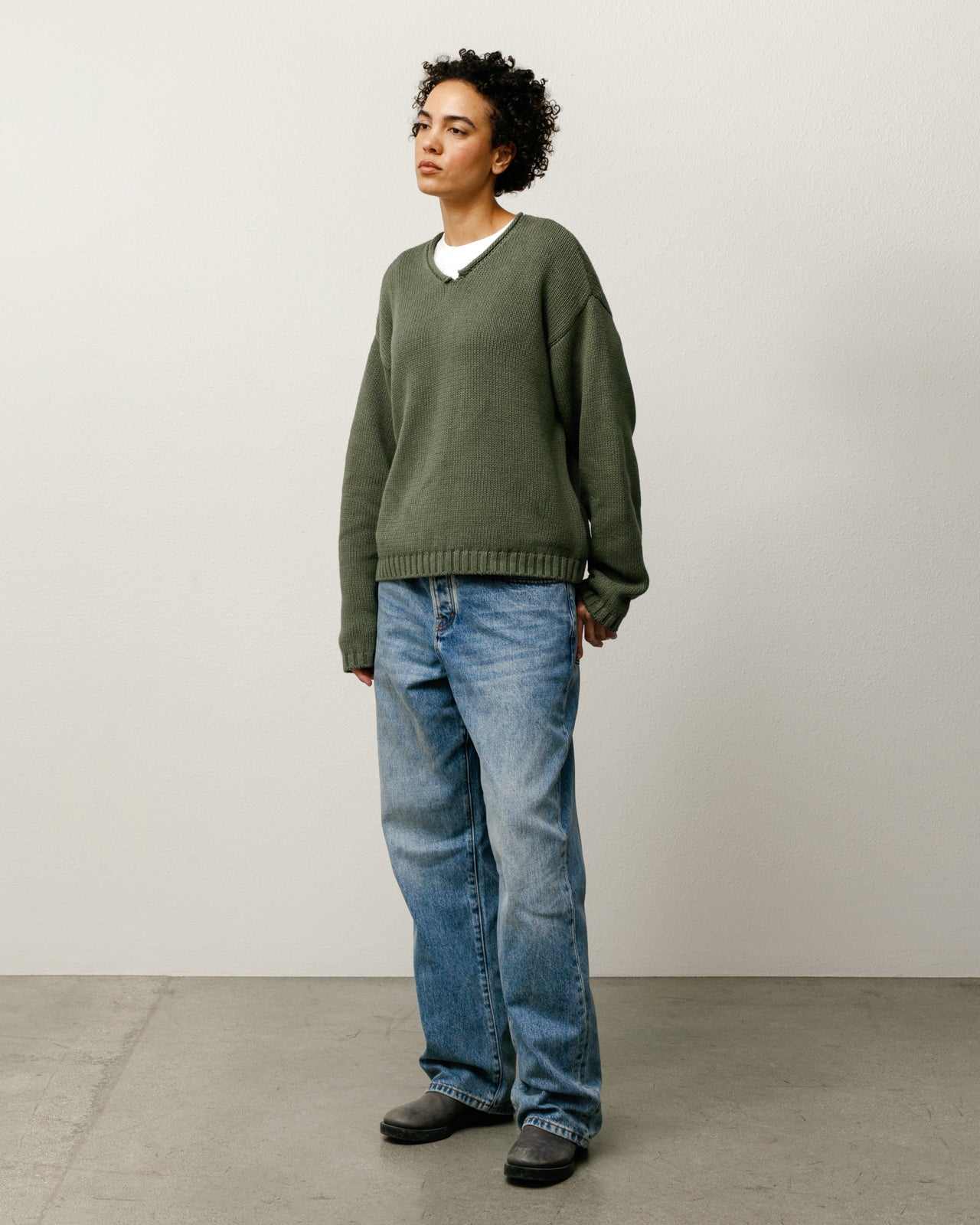 トップス Stussy ROLL V NECK SWEATER 26SS Roll V Neck Sweater – Olive | Tops & Knits | Stüssy UK