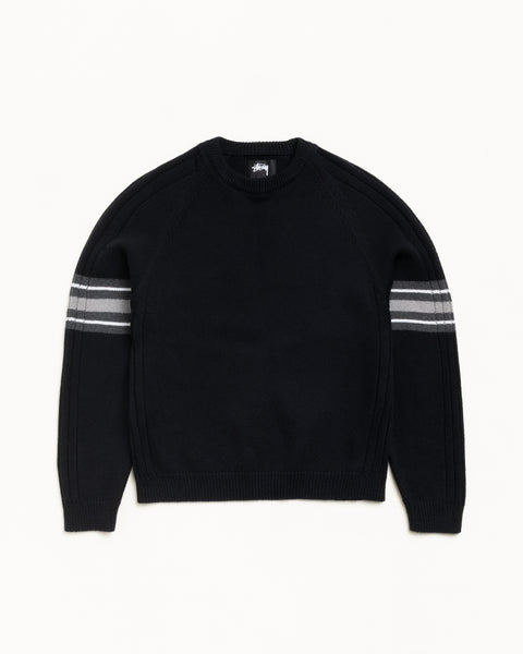 Stripe Raglan Crew Mens Long Sleeve In Black