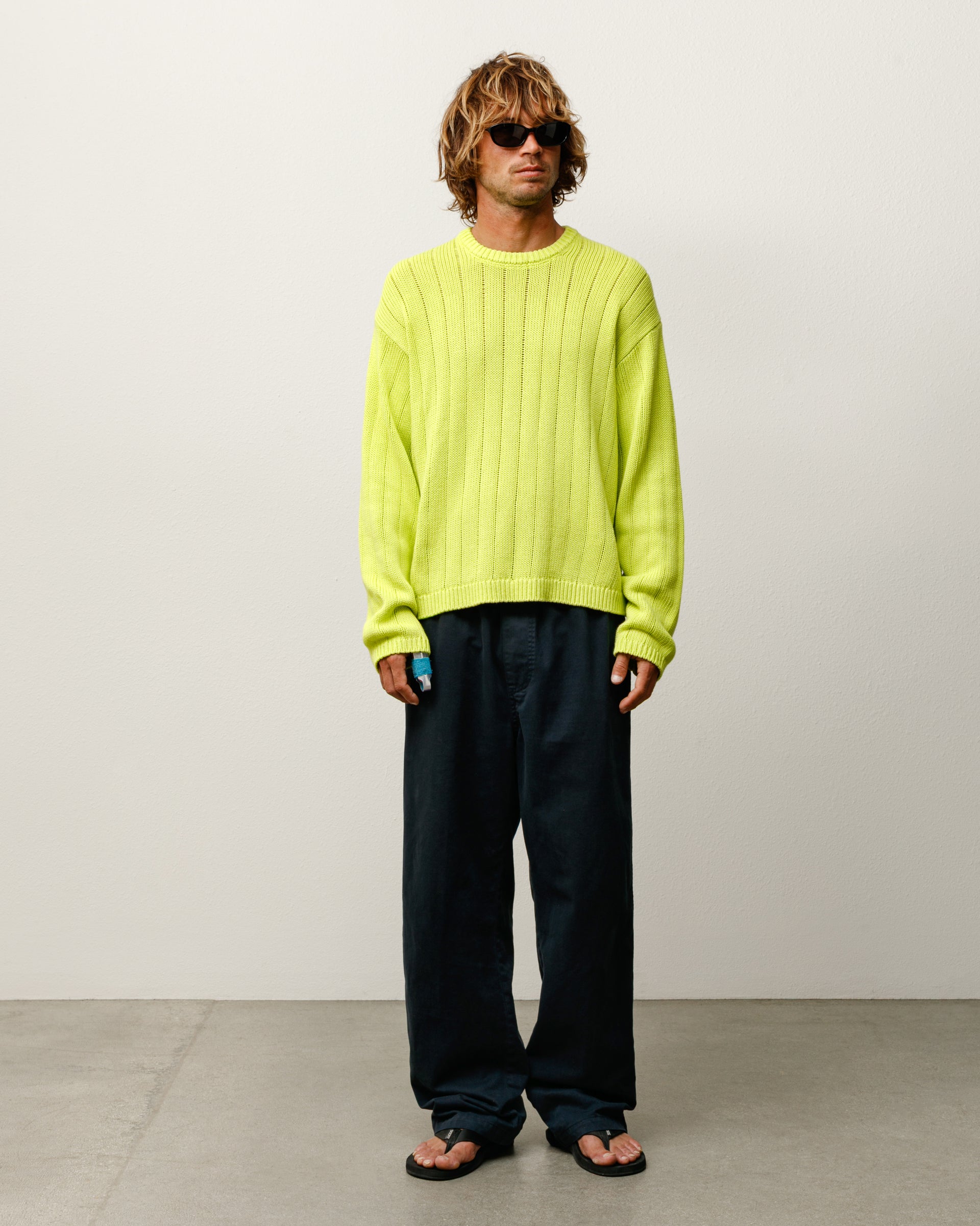 Buana Logo Sweater Mens Long Sleeve In Lime