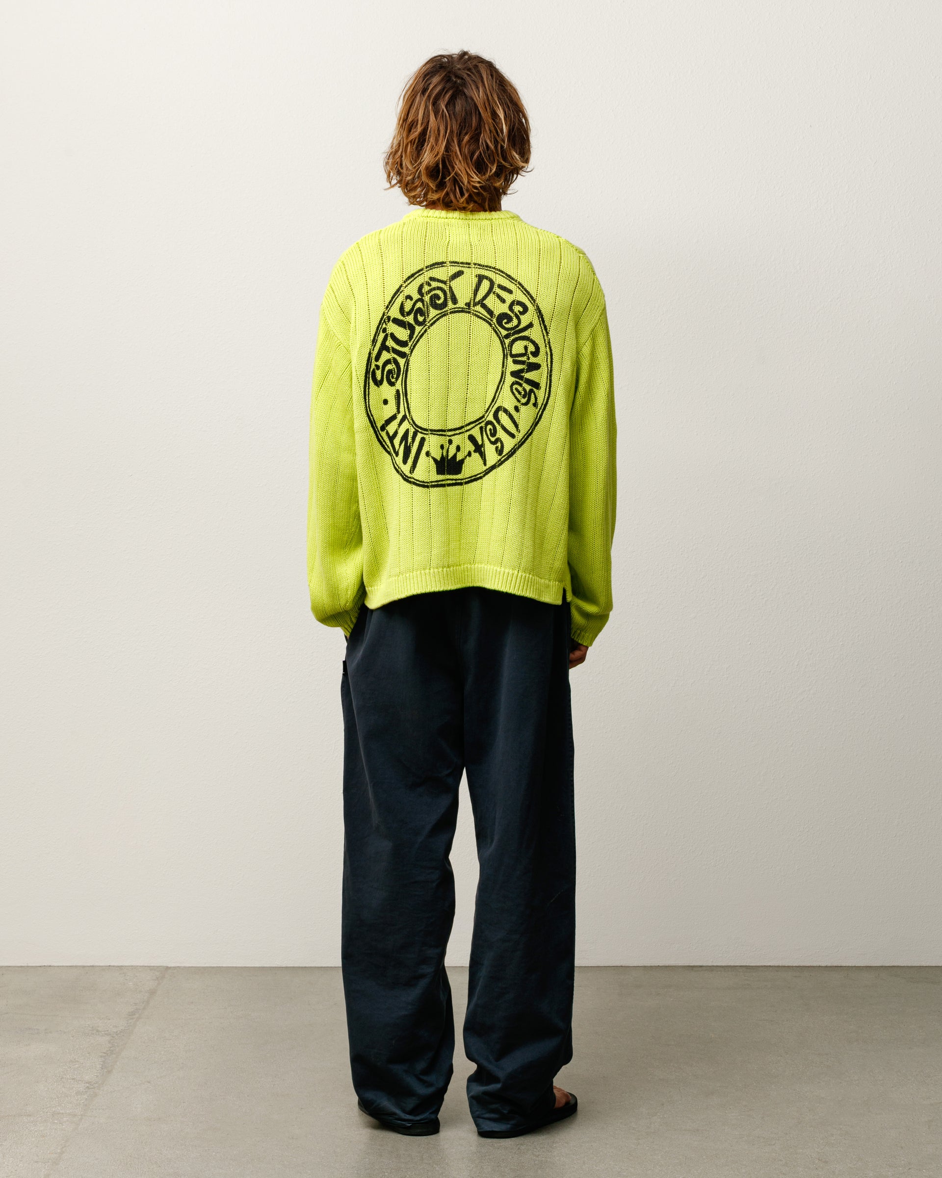 Buana Logo Sweater Mens Long Sleeve In Lime