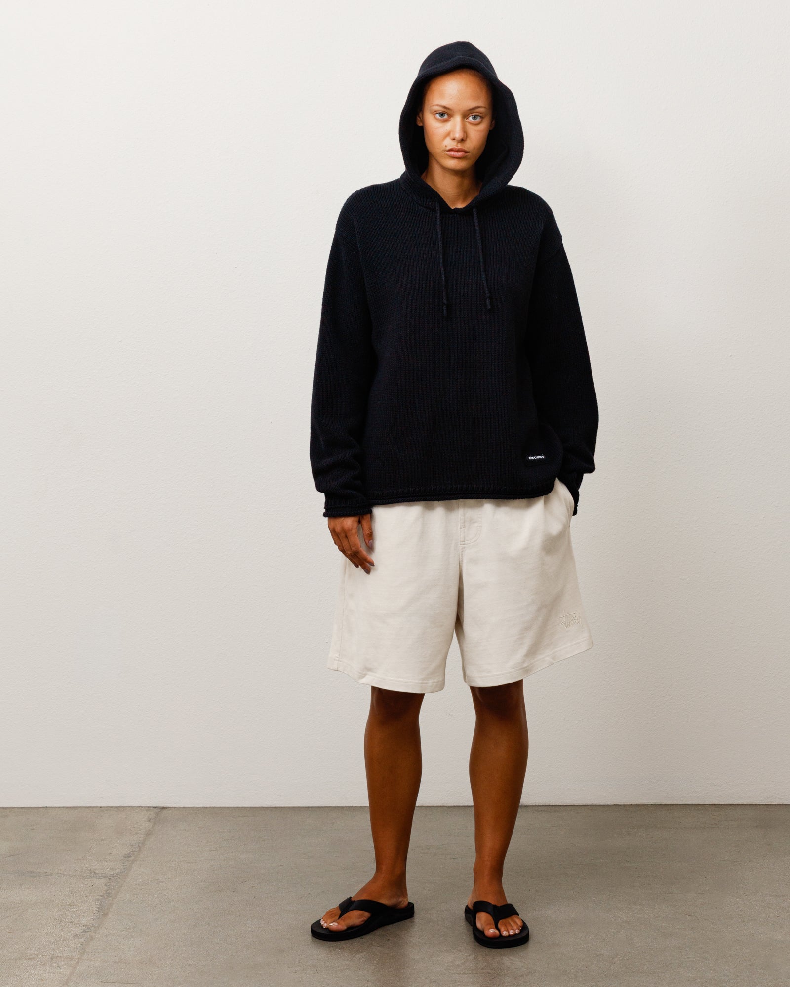 Beach Hooded Sweater Unisex Long Sleeve In Black