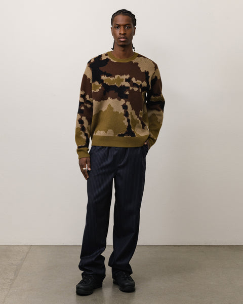 Camo Jacquard Sweater Unisex Long Sleeve In Camo