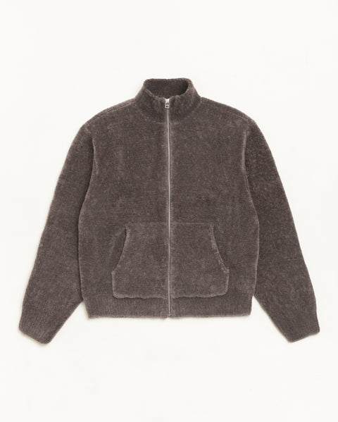 Wool Cashmere Zip Sweater Unisex Long Sleeve In Brown