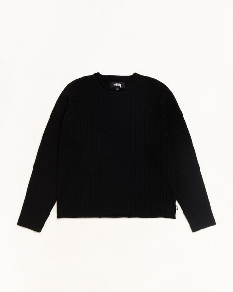 Merino Roll Neck Sweater Unisex Long Sleeve In Black