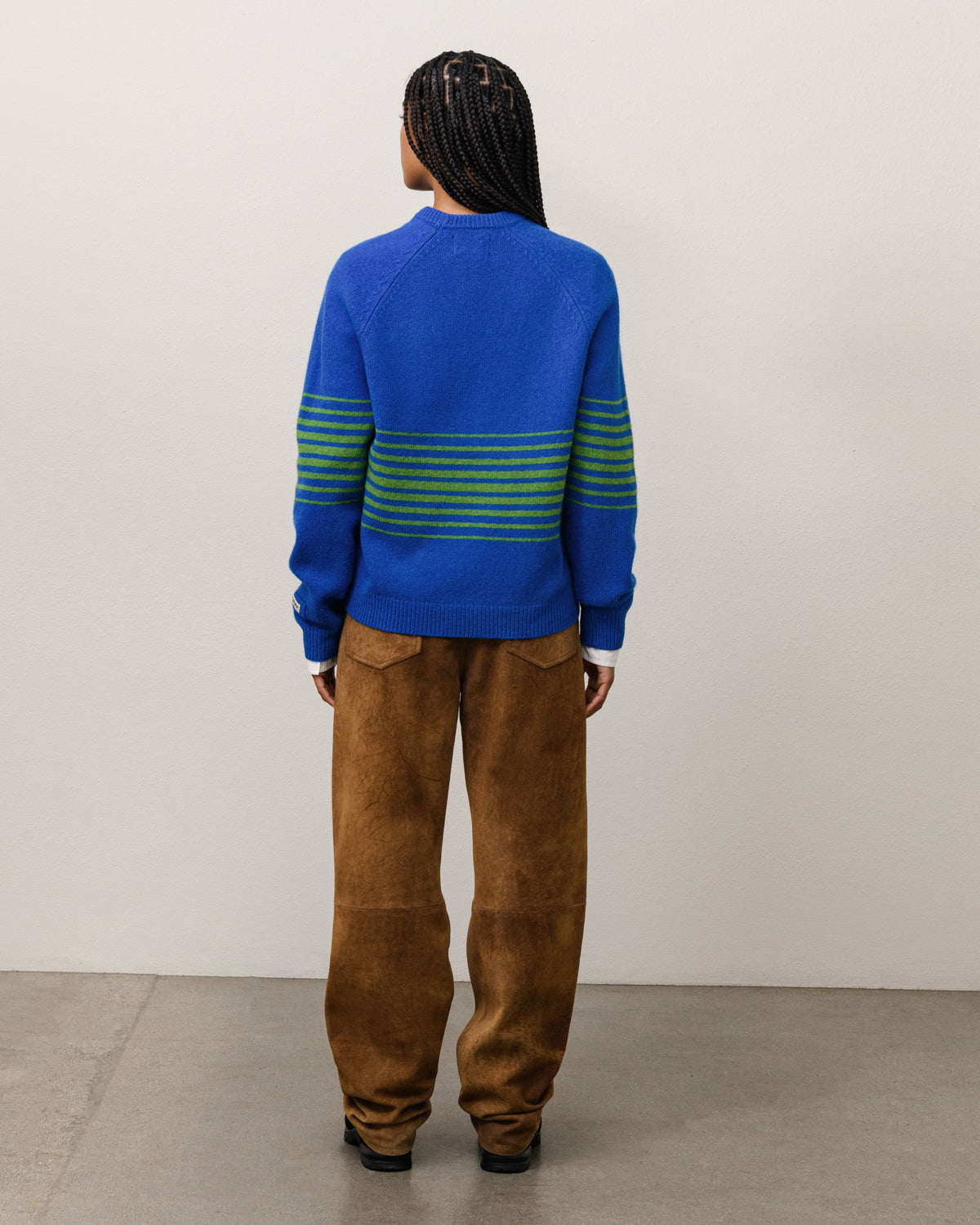 Shadow Stripe Raglan Sweater Unisex Long Sleeve In Blue