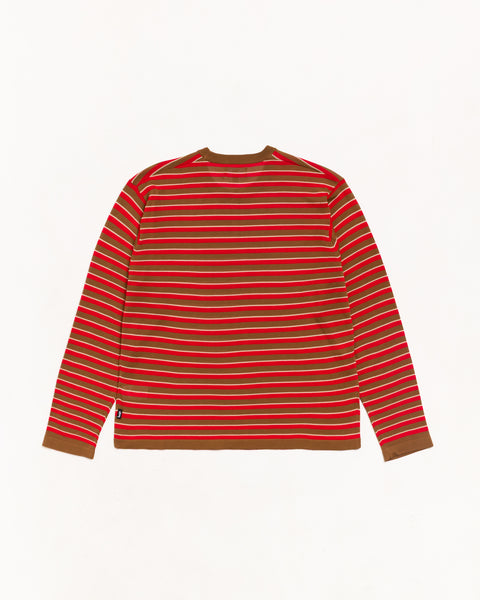 Lightweight Stripe Sweater Unisex Long Sleeve In Red