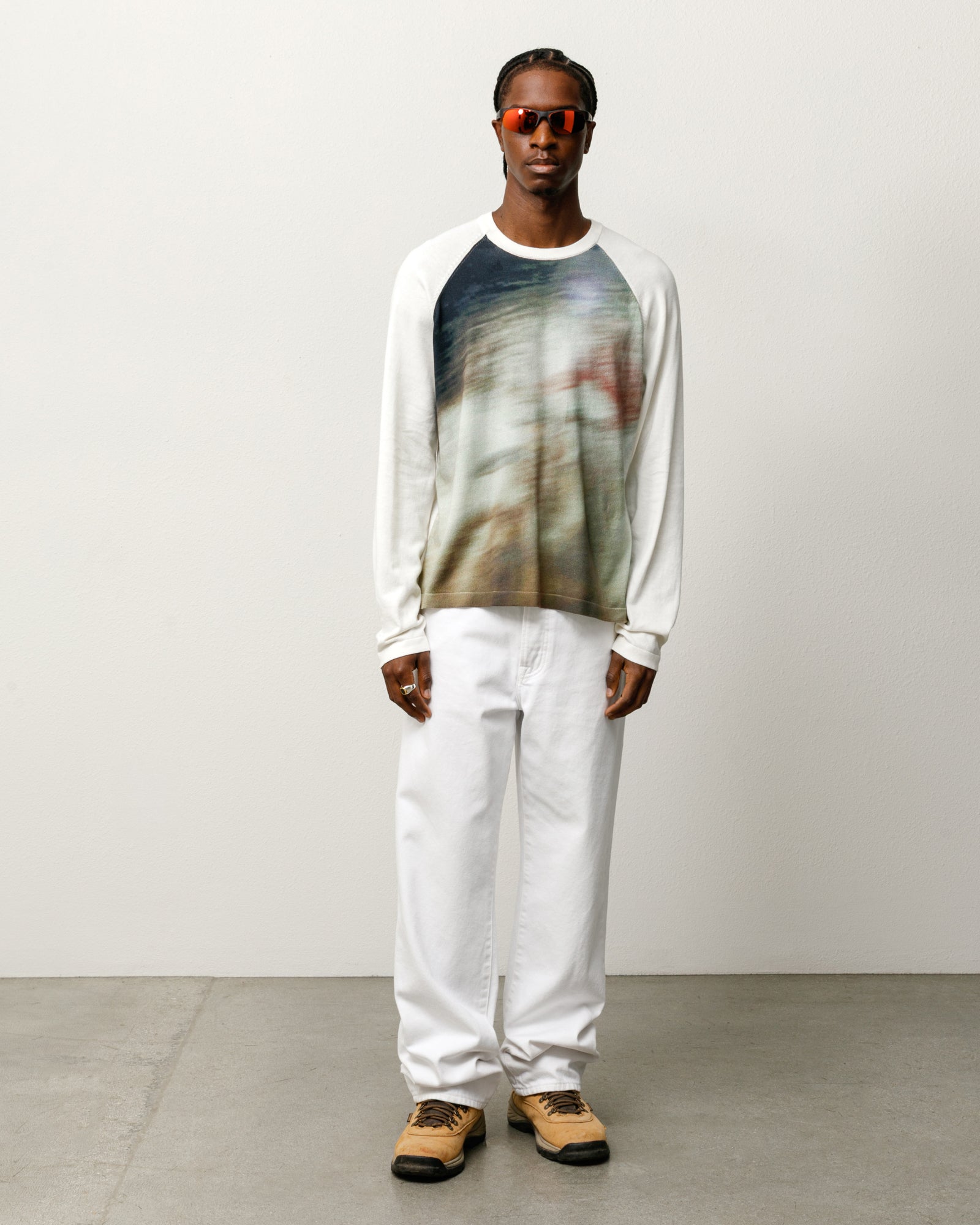Splash Sweater Unisex Long Sleeve In Off White