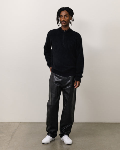 Brushed Cashmere Quarterzip Unisex Long Sleeve In Black