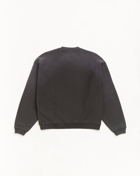 Sun Faded Oversized Crew Unisex Long Sleeve In Black