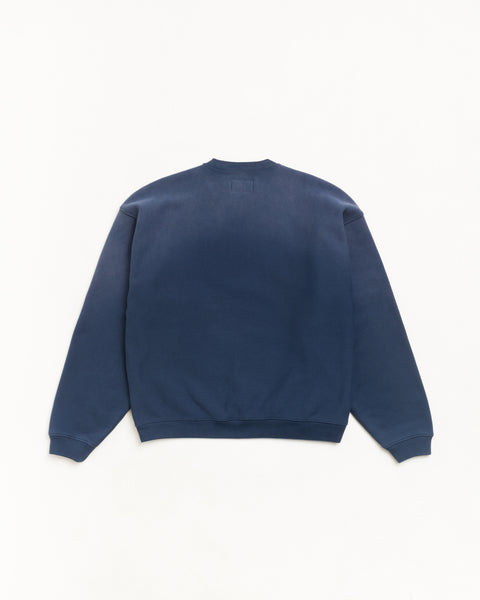 Sun Faded Oversized Crew Unisex Long Sleeve In Navy
