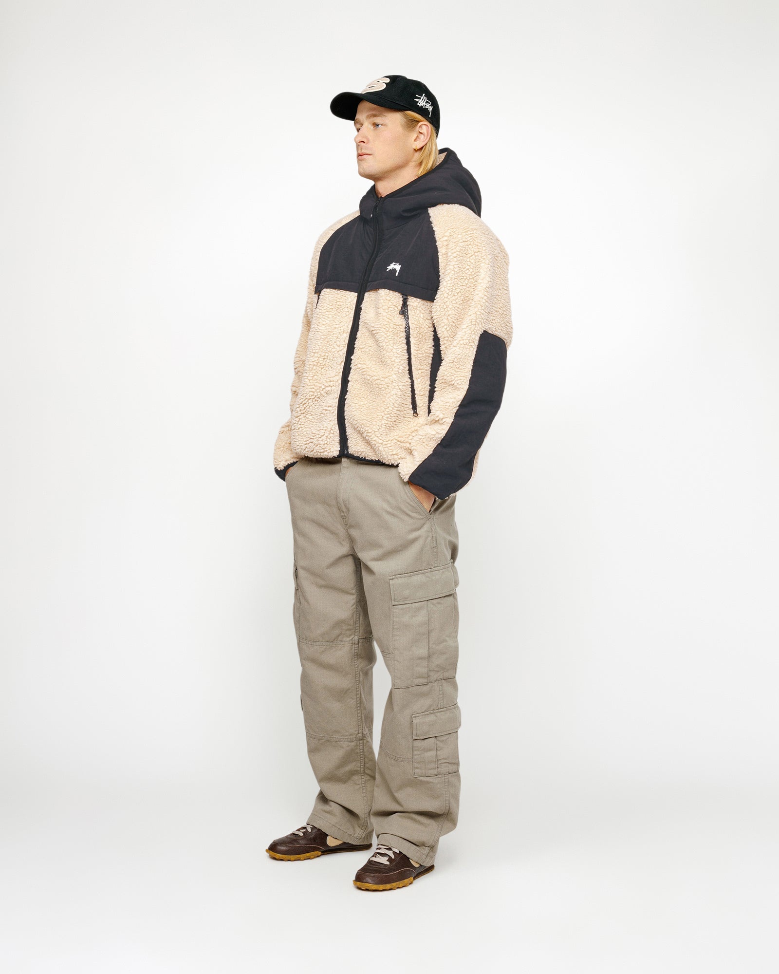 SHERPA PANELED HOODED JACKET