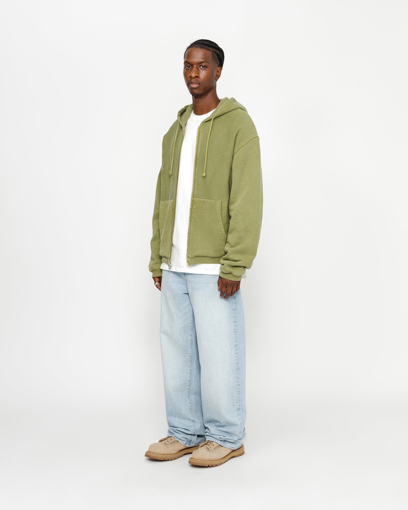 Waffle Lined Zip Hoodie in green – Stüssy UK