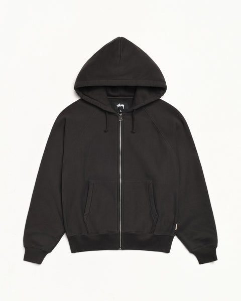 Raglan Zip Hood Mens Long Sleeve In Washed Black