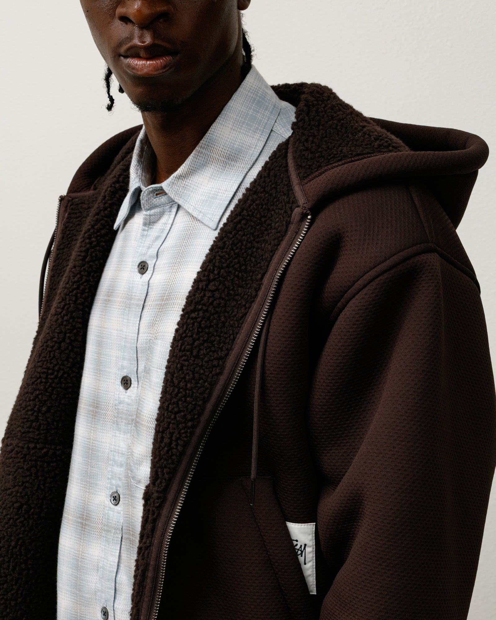 Bonded Sherpa Hoodie – Brown | Sweats | Stüssy UK