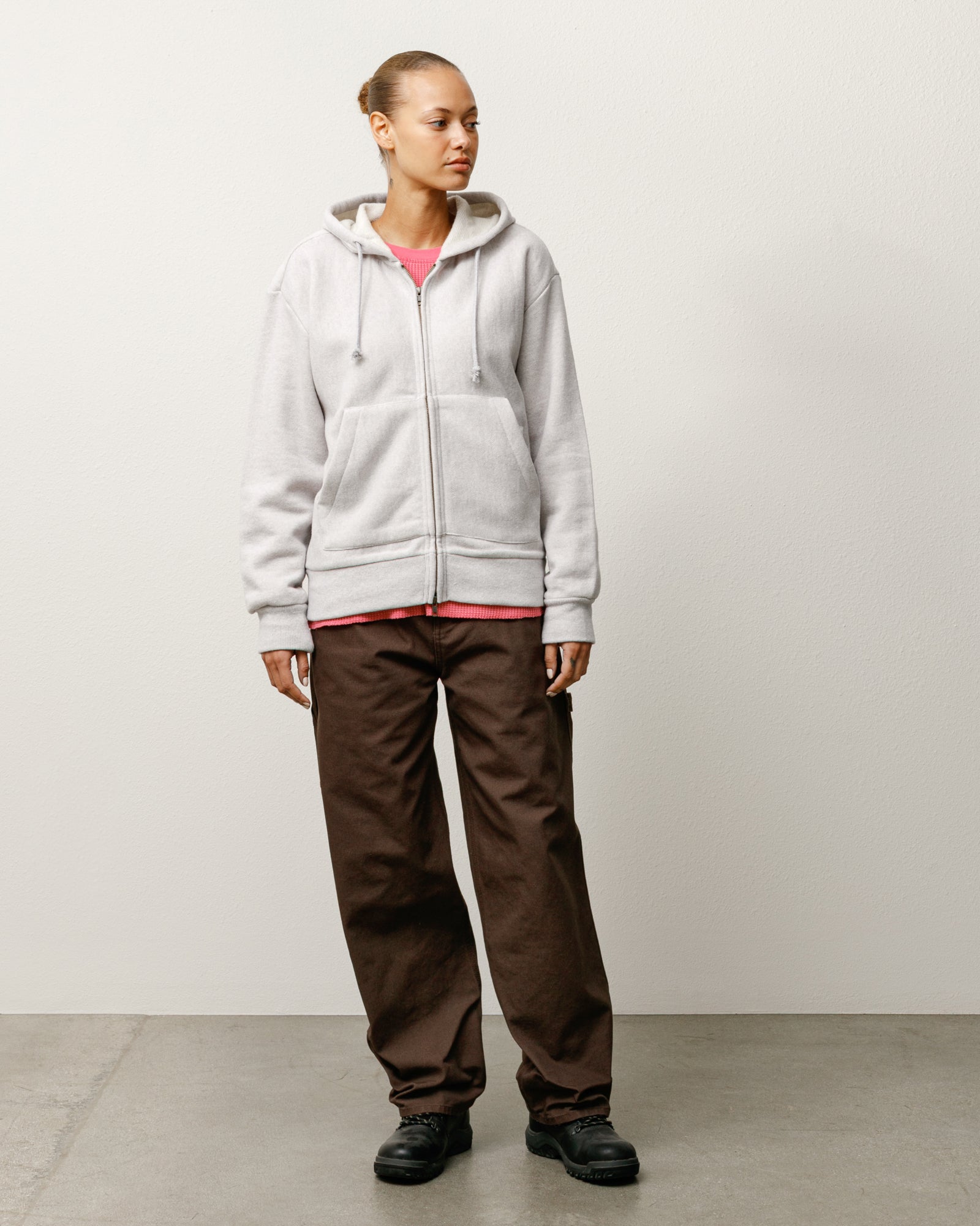 Brass Zip Knit Hood Mens Long Sleeve In Ash Heather