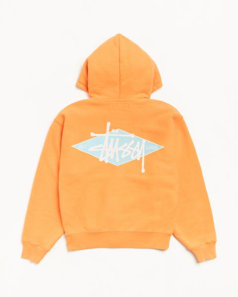 Basic Diamond Zip Hood Mens Long Sleeve In Tangerine