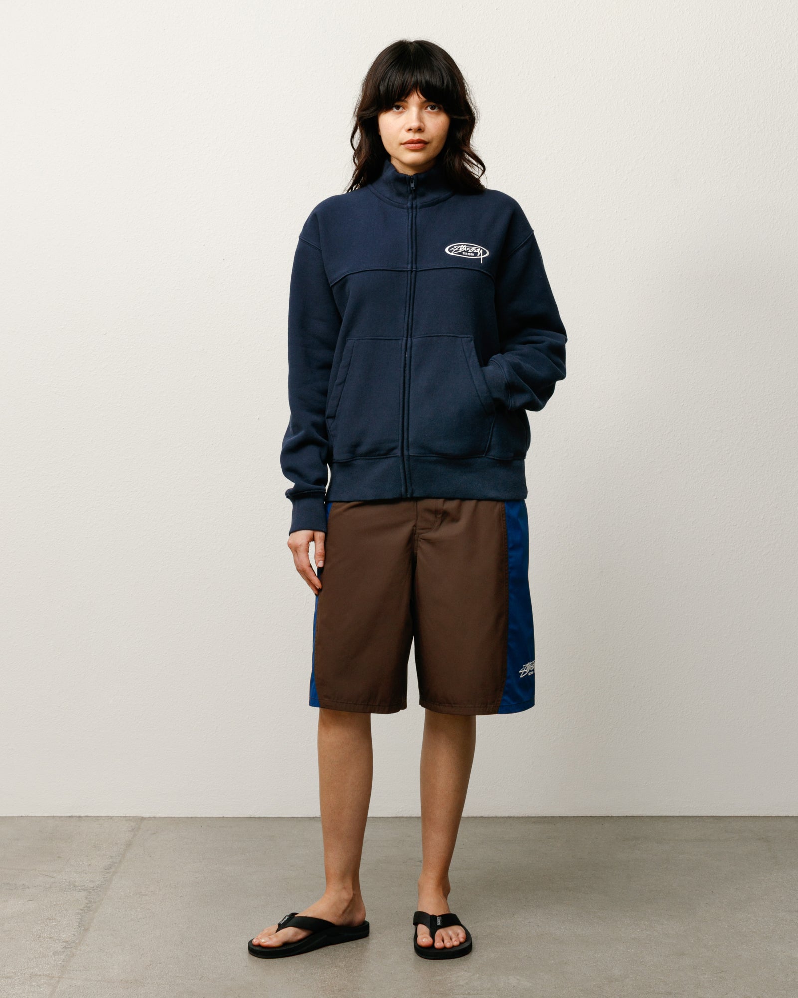 Fleece Track Jacket Mens Long Sleeve In Navy
