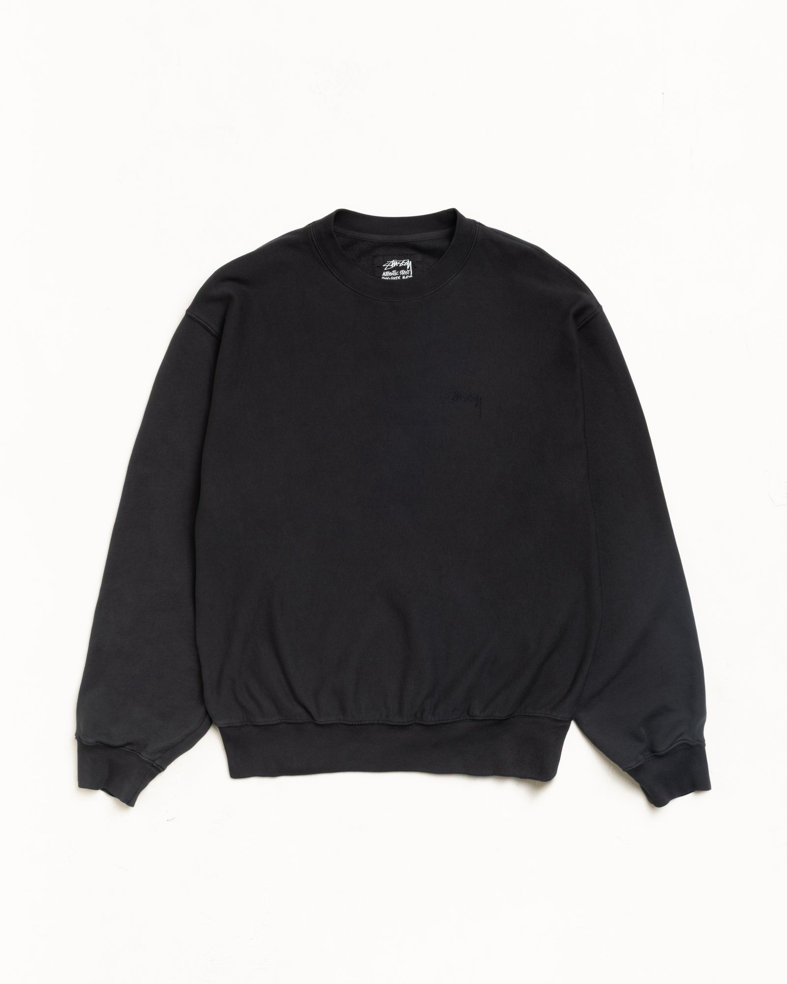 Lightweight Terry Crew Unisex Long Sleeve In Black