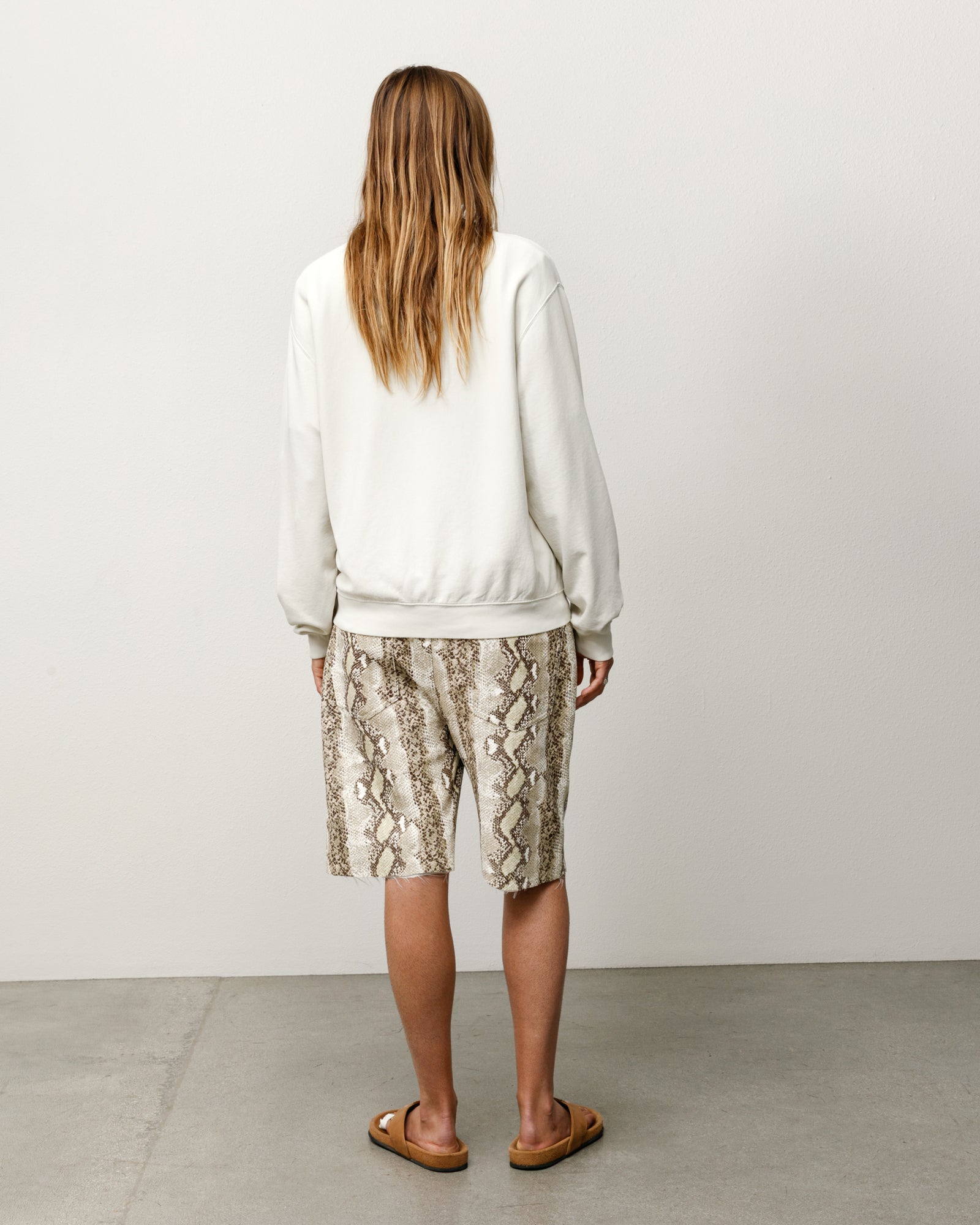 Lightweight Terry Crew Unisex Long Sleeve In Stone