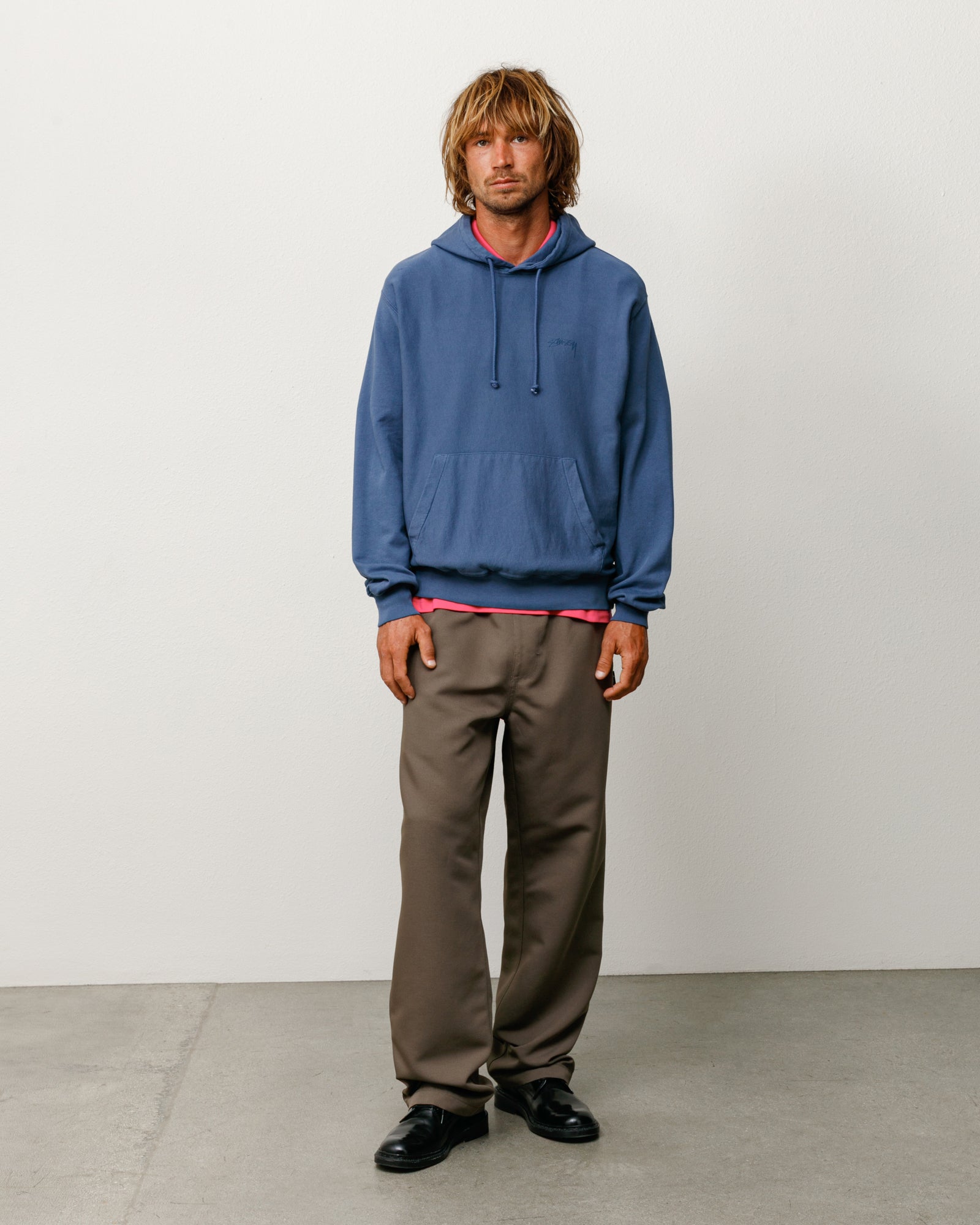 Lightweight Terry Hoodie Unisex Long Sleeve In Blue