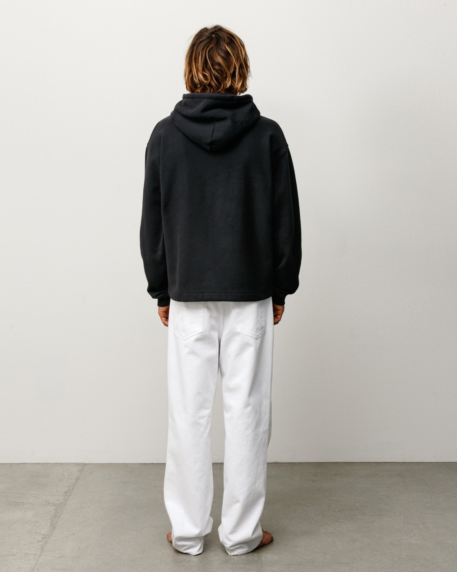 Oval Pullover Hood Unisex Long Sleeve In Black, Back View