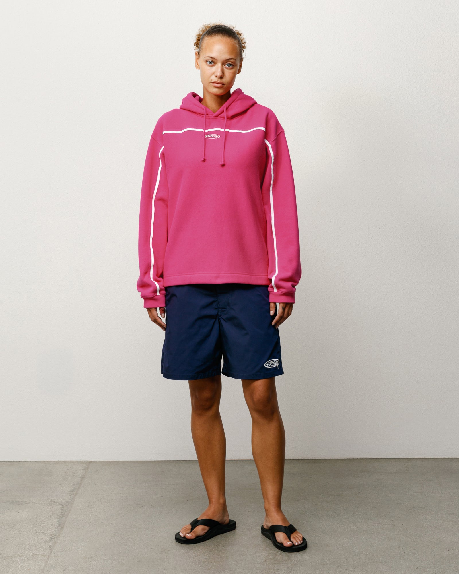 Oval Pullover Hoodie Unisex Long Sleeve In Pink
