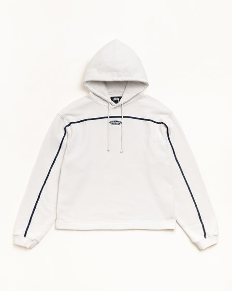 Oval Pullover Hoodie Unisex Long Sleeve In Stone With Contrast Piping