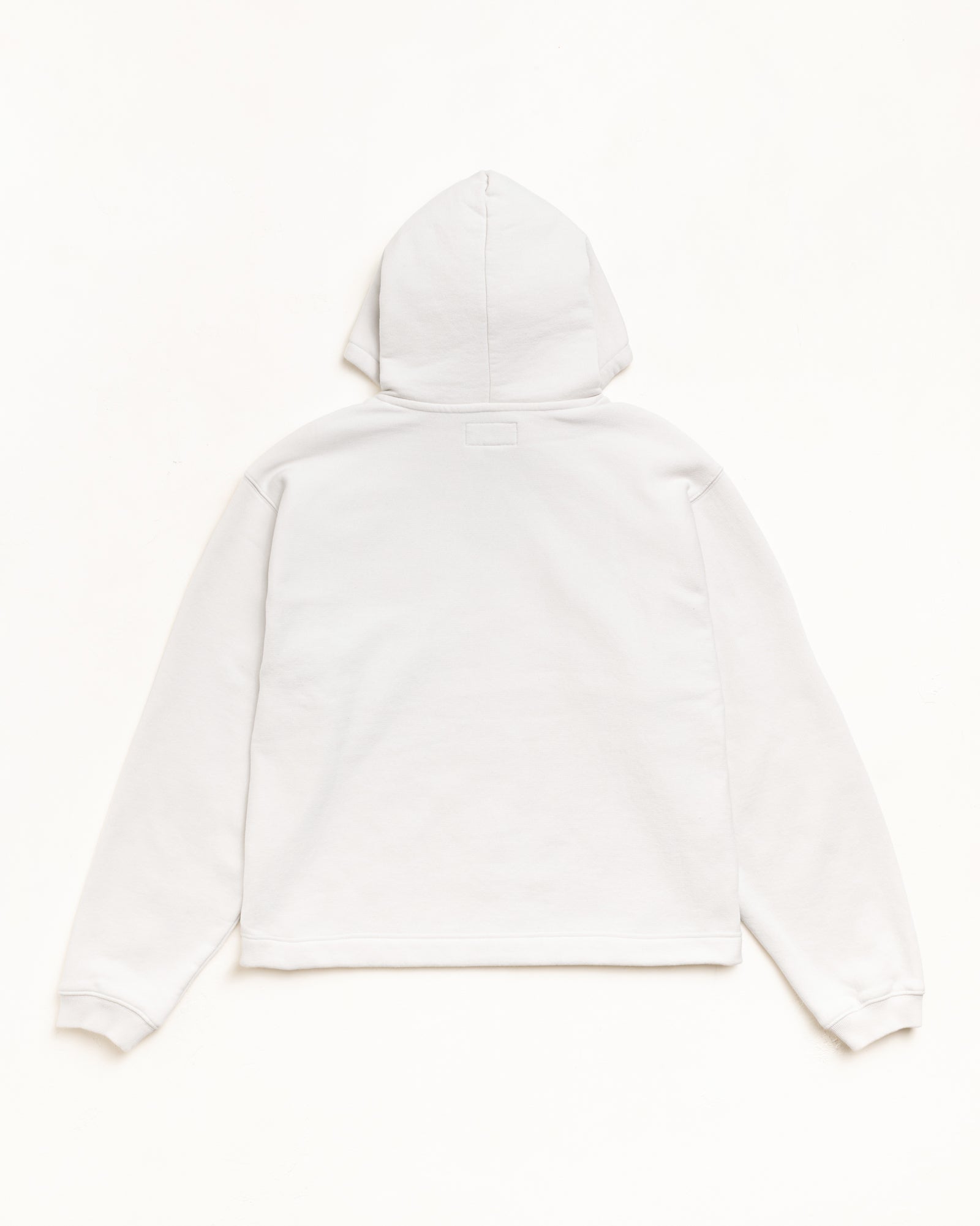 Oval Pullover Hoodie Unisex Long Sleeve In Stone, Back View