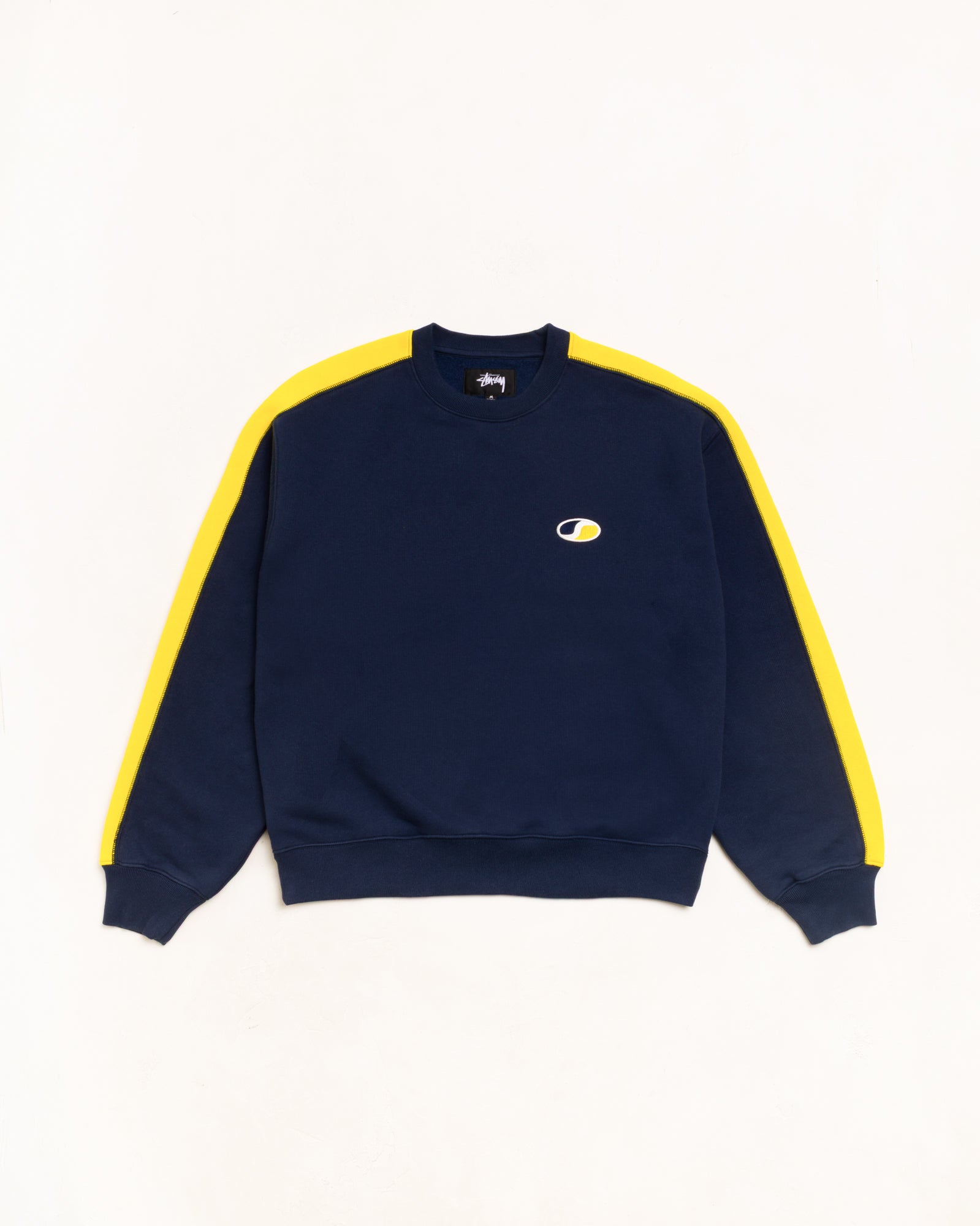 Paneled Stripe Crew Unisex Long Sleeve In Navy
