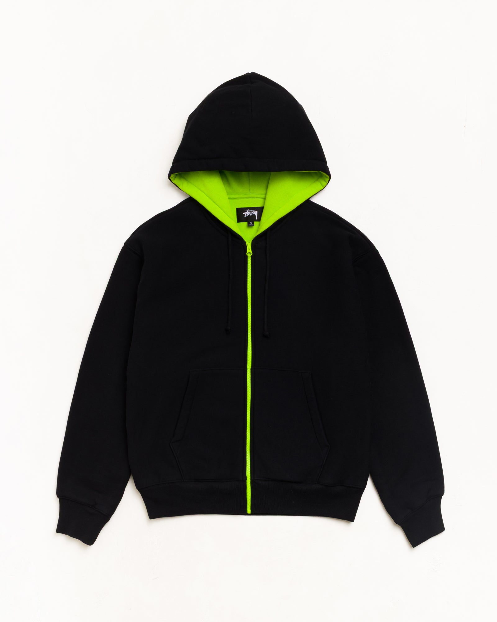 Double Faced Zip Hood Unisex Long Sleeve In Black