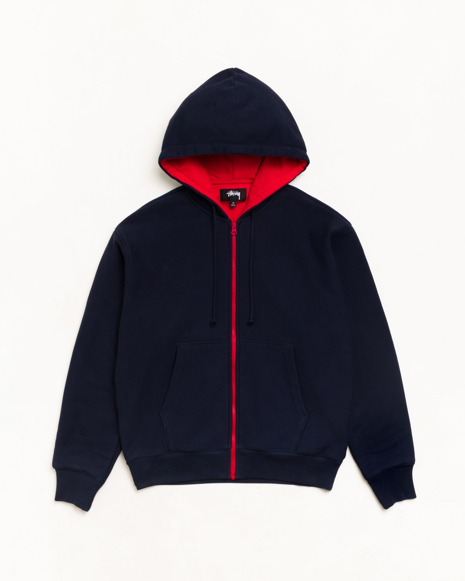 Double Faced Zip Hood Unisex Long Sleeve In Navy