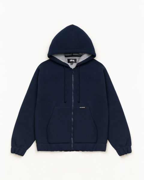 Bonded Jersey Zip Hood Unisex Long Sleeve In Navy