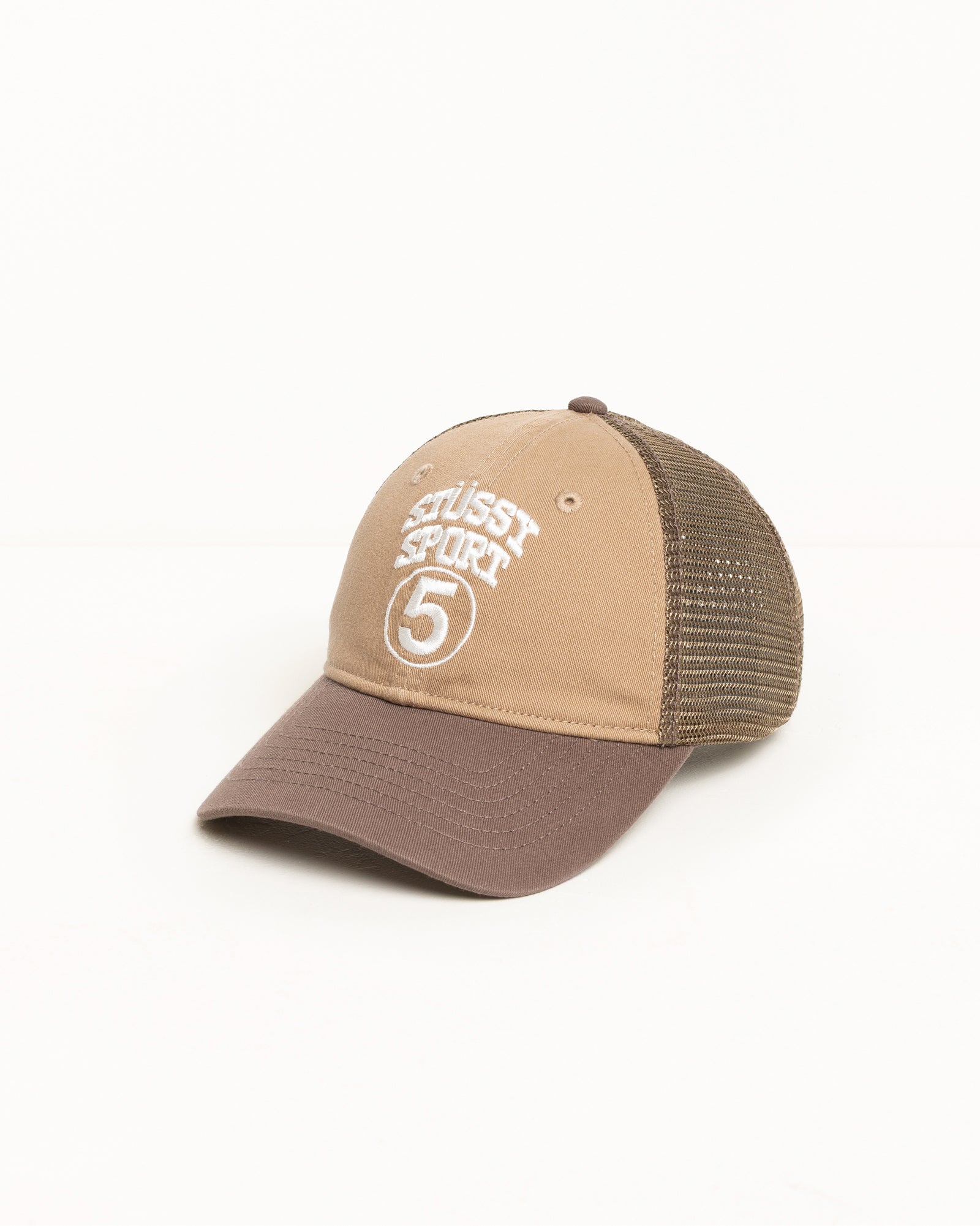 Lp Stussy Sport 5 Trucker Cap Accessories In Khaki