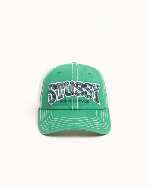 Mid-Depth Burly Threads Trucker – Green | Headwear | Stüssy UK