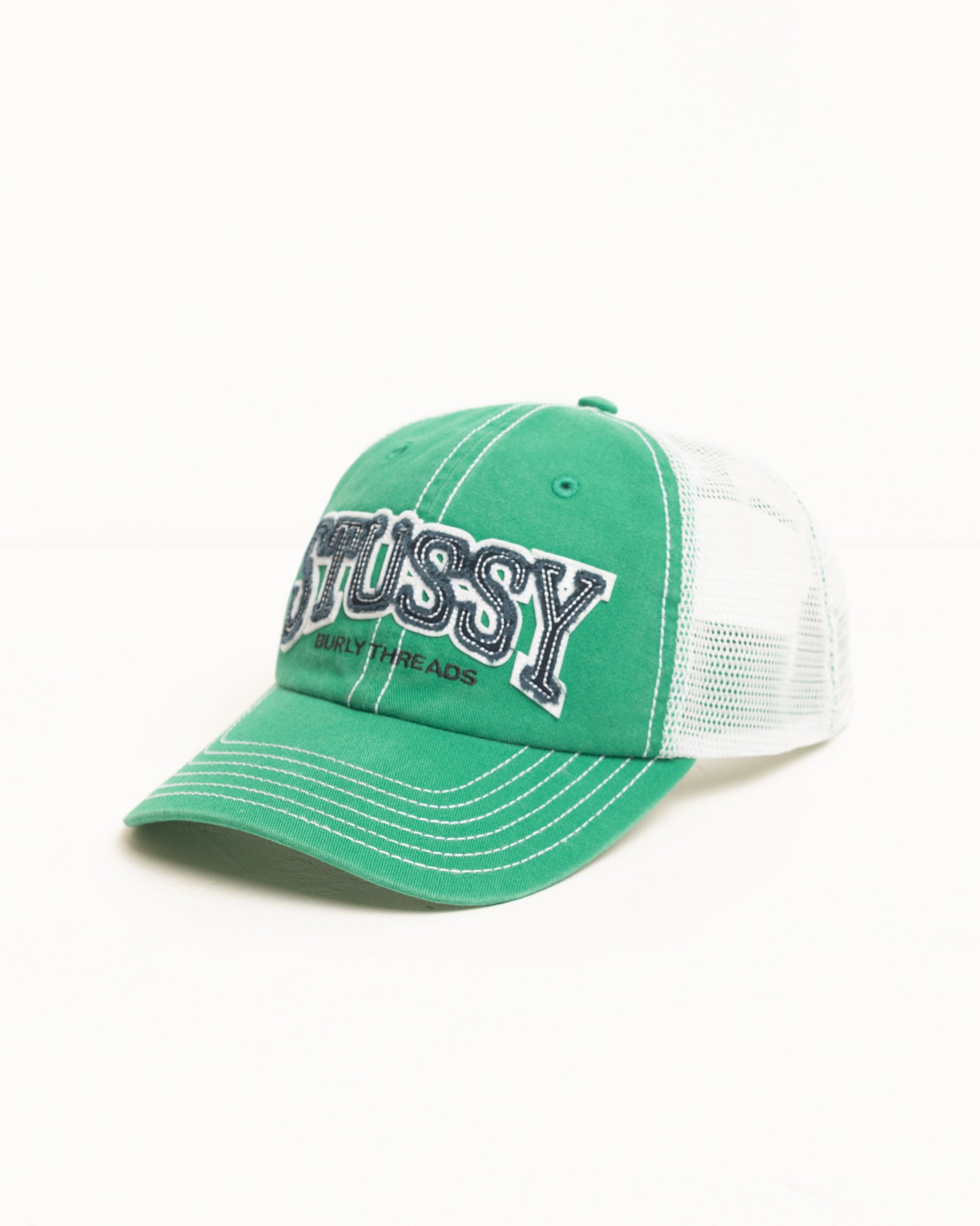 Mid-Depth Burly Threads Trucker – Green | Headwear | Stüssy UK
