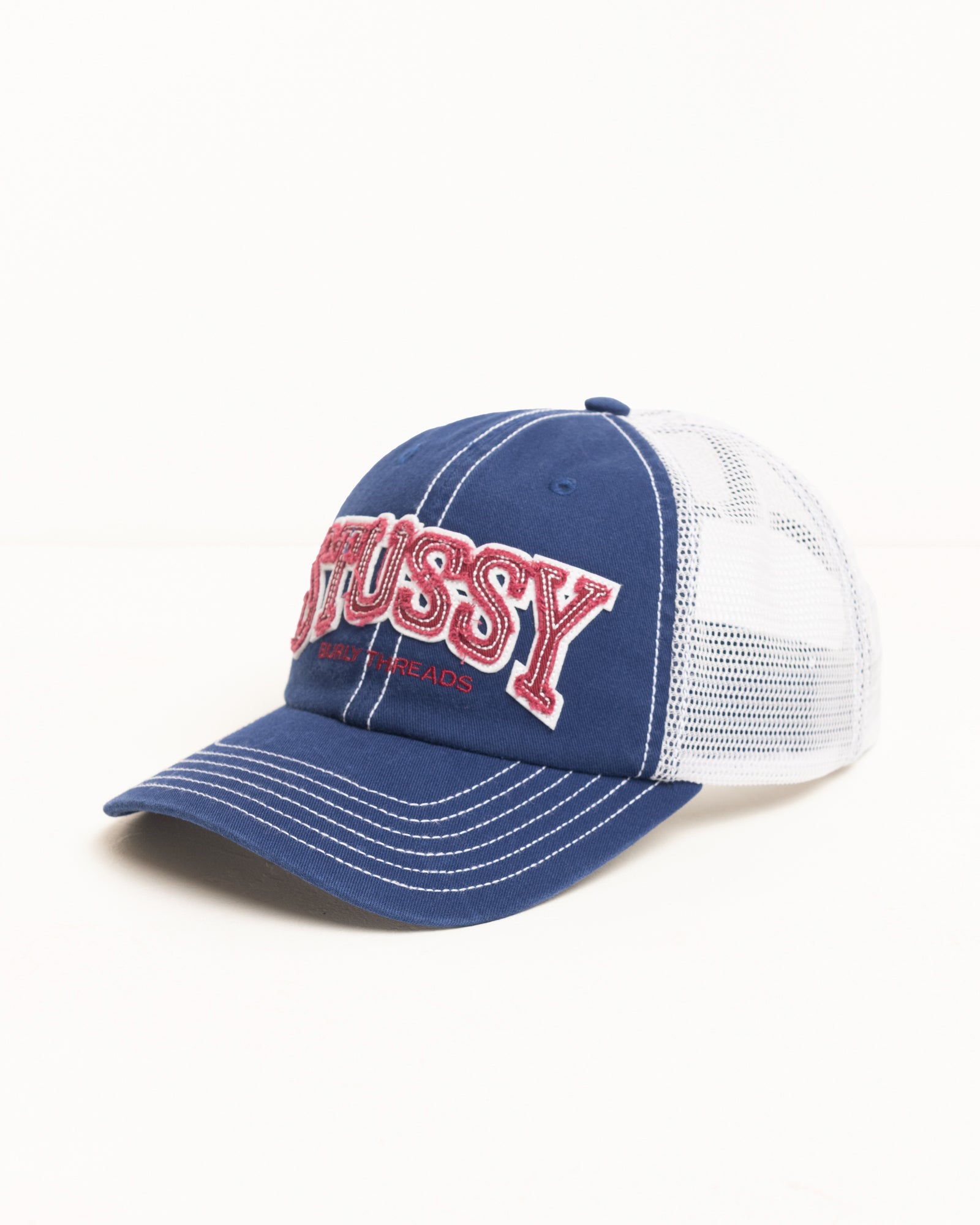 Mid-Depth Burly Threads Trucker – Navy | Headwear | Stüssy UK