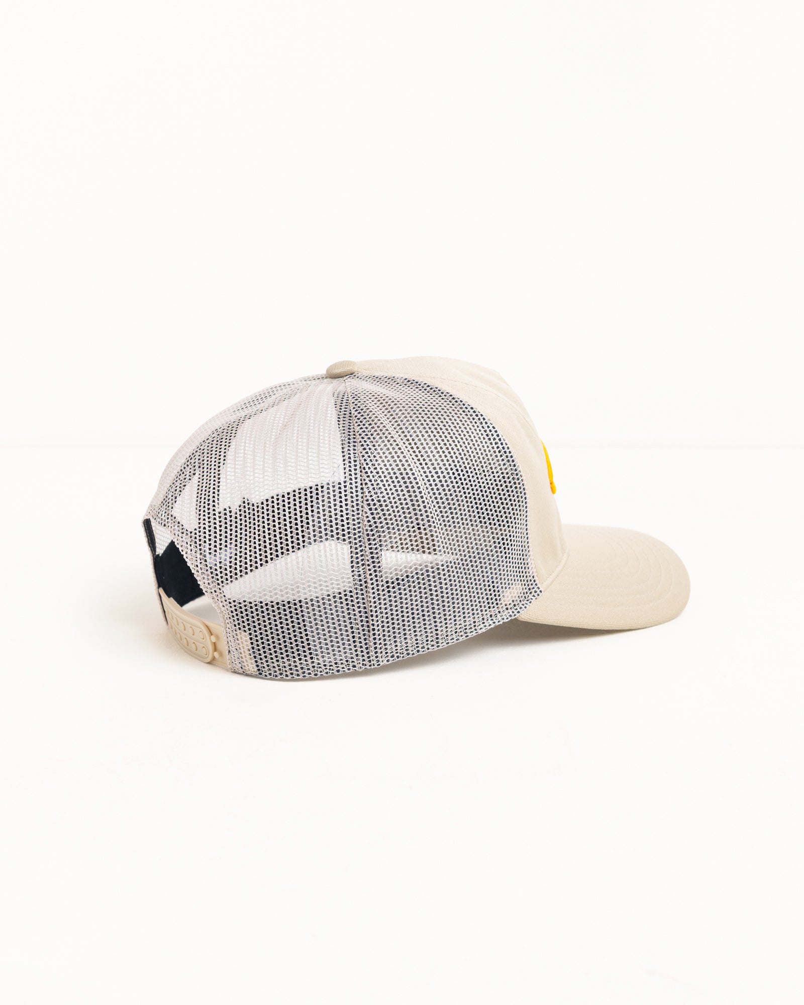 Tough Gear Trucker cap in khaki with white mesh back and snapback closure
