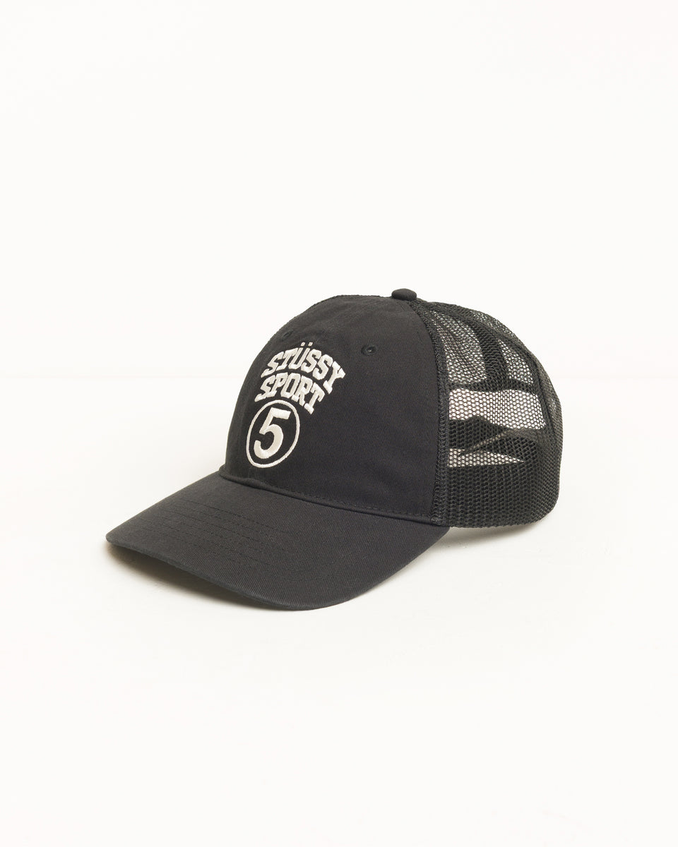 Lp Stussy Sport 5 Trucker Cap Unisex In Black