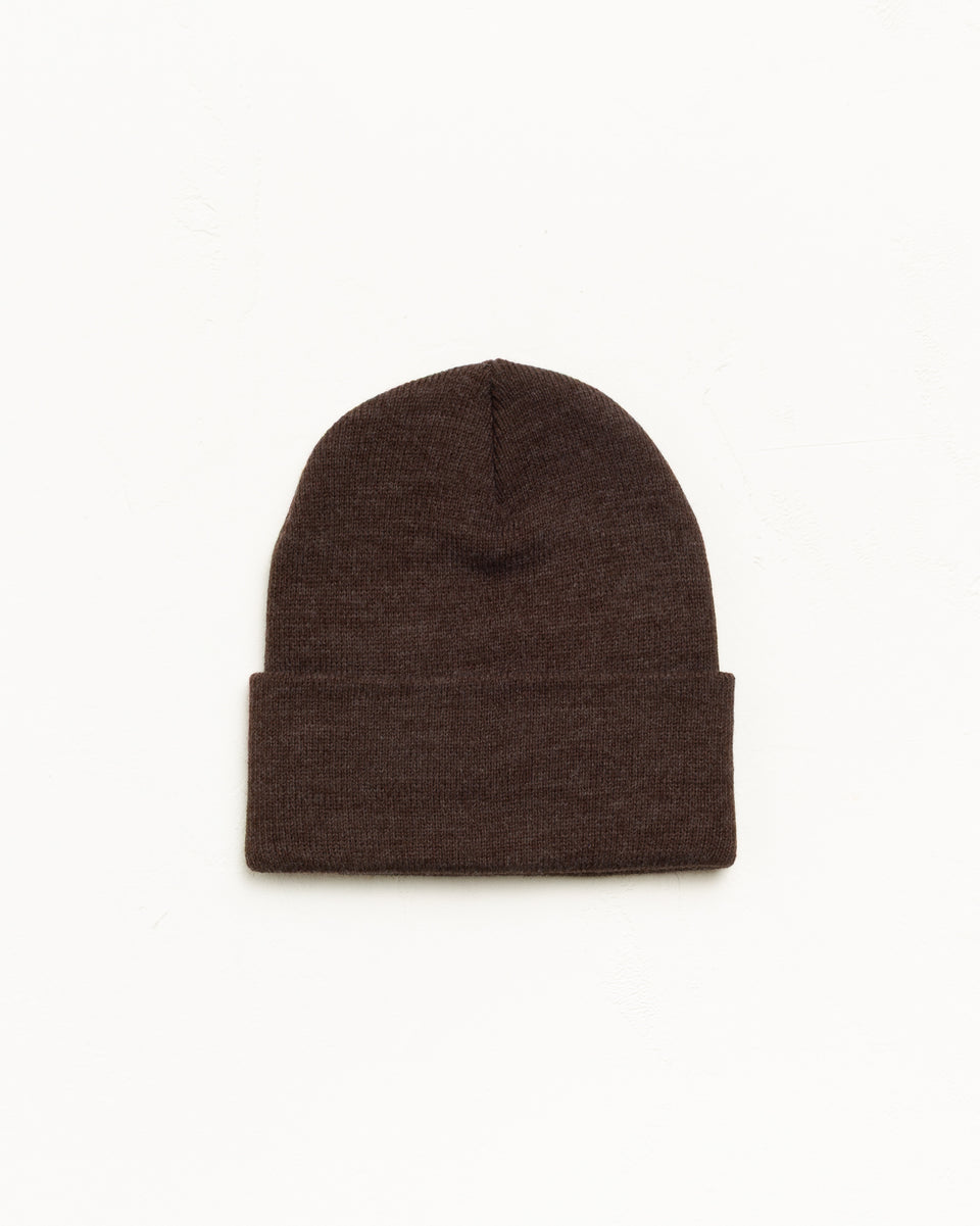 Stock Cuff Beanie Unisex In Heather Brown